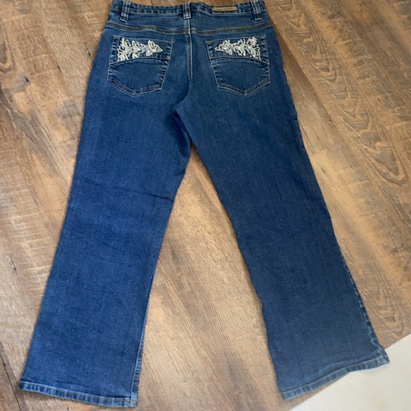 VNTG COS JEANS FLARE LEG W/EMBELLISHED RHINESTONE DETAILING MID RISE STRETCH - Picture 4 of 11